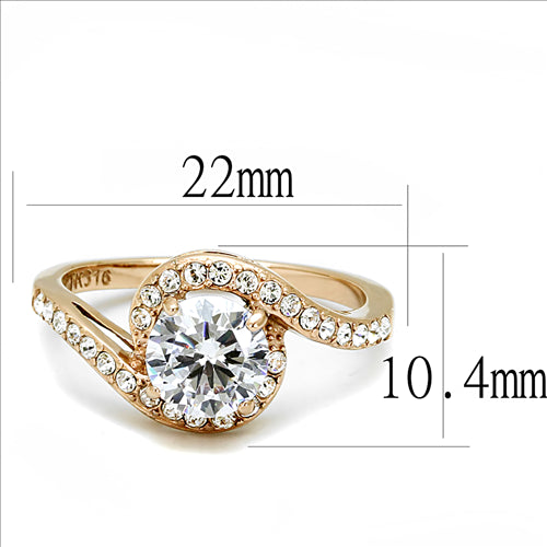 CJE3178 Wholesale Women&#39;s Stainless Steel IP Rose Gold AAA Grade CZ Clear Minimal Ring