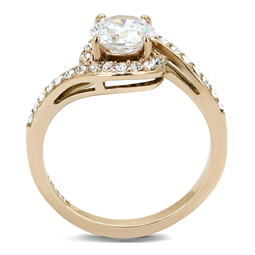 CJE3178 Wholesale Women's Stainless Steel IP Rose Gold AAA Grade CZ Clear Minimal Ring