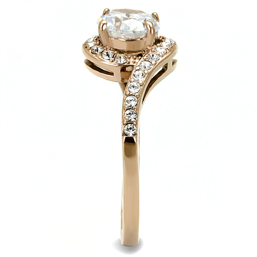 CJE3178 Wholesale Women's Stainless Steel IP Rose Gold AAA Grade CZ Clear Minimal Ring