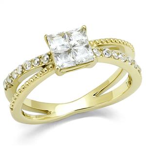 CJE3181 Wholesale Women&#39;s Stainless Steel IP Gold Clear AAA Grade CZ Fashion Ring
