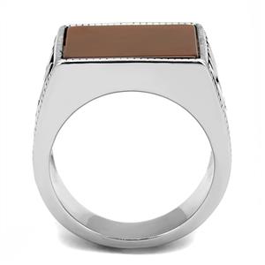 CJE3189 Wholesale Men&#39;s Stainless Steel Siam Semi-Precious Agate Ring