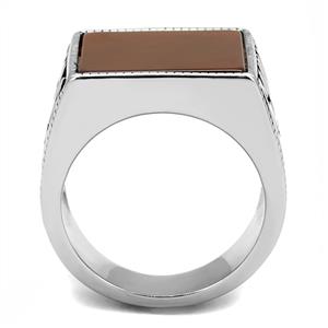 CJE3189 Wholesale Men's Stainless Steel Siam Semi-Precious Agate Ring