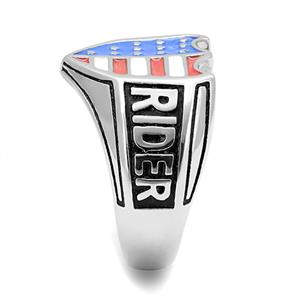 CJE3192 Wholesale Men's Stainless Steel Epoxy Patriotic Free Rider Biker Ring