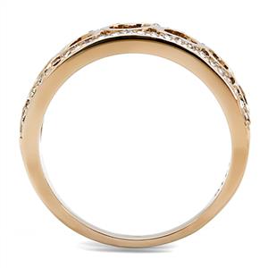 CJE3194 Wholesale Women's Stainless Steel IP Rose Gold Clear Top Grade Crystal Multi Heart Ring