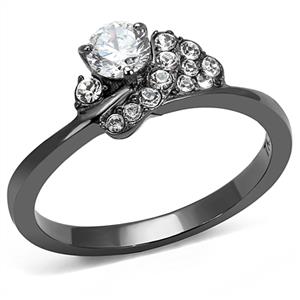 CJE3203 Wholesale Women's Stainless Steel IP Light Black Clear AAA Grade CZ Ring