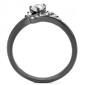 CJE3203 Wholesale Women's Stainless Steel IP Light Black Clear AAA Grade CZ Ring