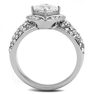 CJE3206 Wholesale Women's Stainless Steel Clear AAA Grade CZ Ring