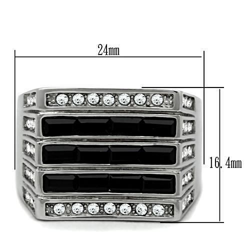 CJE321 Wholesale Men's Stainless Steel Top Grade Crystal Jet Stone Ring
