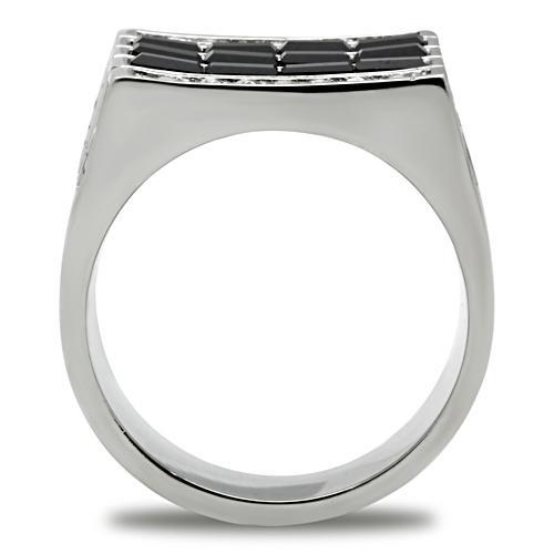 CJE321 Wholesale Men's Stainless Steel Top Grade Crystal Jet Stone Ring