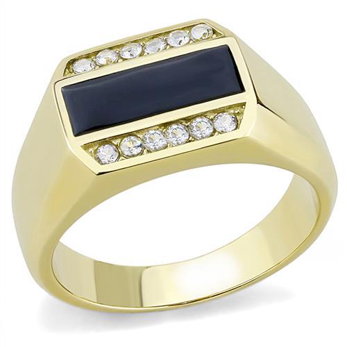CJE3222 Wholesale Men's Stainless Steel IP Gold AAA Grade CZ Clear Ring