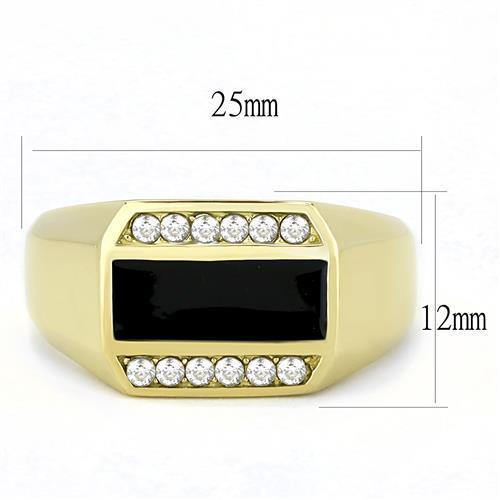 CJE3222 Wholesale Men's Stainless Steel IP Gold AAA Grade CZ Clear Ring