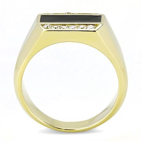 CJE3222 Wholesale Men's Stainless Steel IP Gold AAA Grade CZ Clear Ring