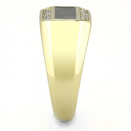 CJE3222 Wholesale Men's Stainless Steel IP Gold AAA Grade CZ Clear Ring