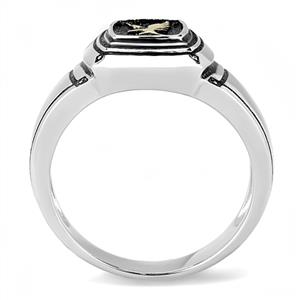 CJE3226 Wholesale Men's Stainless Steel Two-Tone IP Gold Epoxy Eagle Ring
