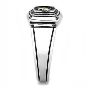 CJE3226 Wholesale Men's Stainless Steel Two-Tone IP Gold Epoxy Eagle Ring