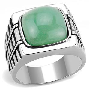 CJE3229 Wholesale Men's Stainless Steel Synthetic Jade Ring