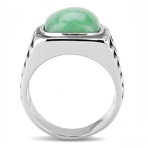 CJE3229 Wholesale Men's Stainless Steel Synthetic Jade Ring