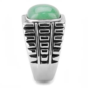 CJE3229 Wholesale Men's Stainless Steel Synthetic Jade Ring