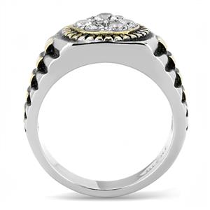 CJE3240 Wholesale Women's Stainless Steel Two-Tone IP Gold Clear AAA Grade CZ Ring