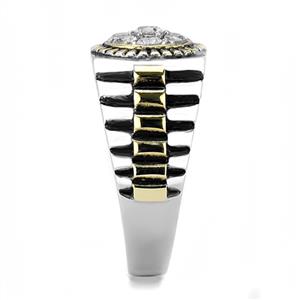 CJE3240 Wholesale Women's Stainless Steel Two-Tone IP Gold Clear AAA Grade CZ Ring