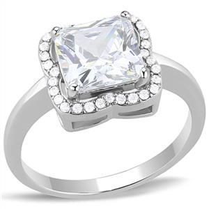 CJE3242 Wholesale Women's Stainless Steel Clear Square Cut AAA Grade CZ Ring