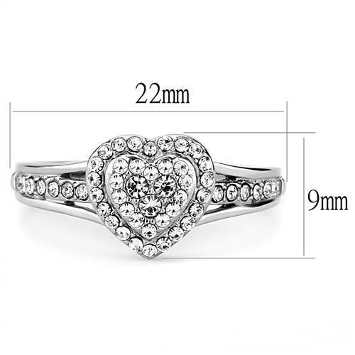 CJ3249 Wholesale Women&#39;s Stainless Steel Top Grade Crystal Clear Heart Ring