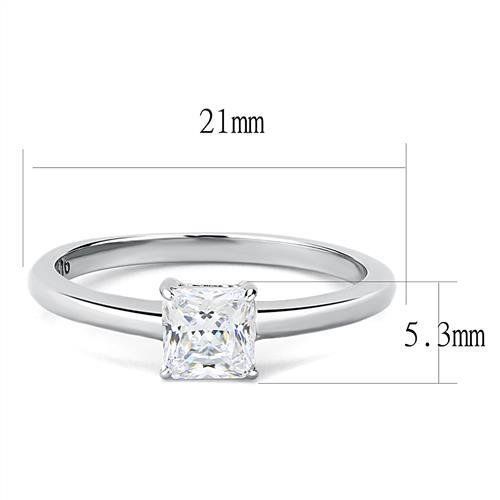 CJ3250 Wholesale Women's Stainless Steel High polished AAA Grade CZ Clear Square Cut Minimal Ring