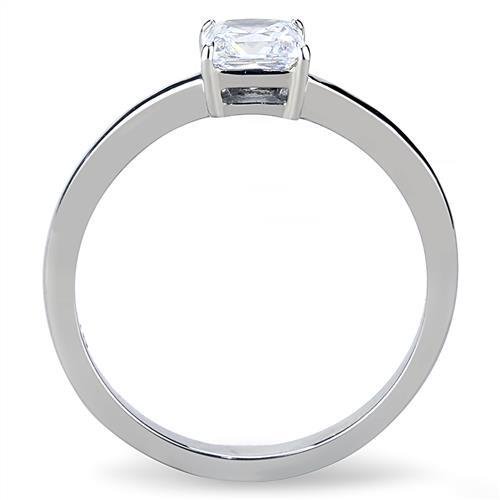 CJ3250 Wholesale Women's Stainless Steel High polished AAA Grade CZ Clear Square Cut Minimal Ring