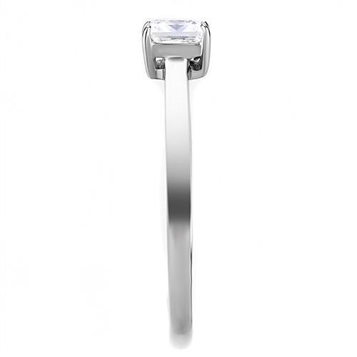 CJ3250 Wholesale Women's Stainless Steel High polished AAA Grade CZ Clear Square Cut Minimal Ring