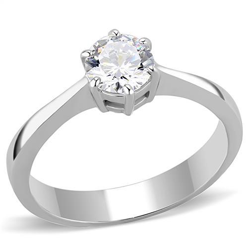 CJE3252 Wholesale Women's Stainless Steel AAA Grade CZ Clear Minimal Solitaire Ring
