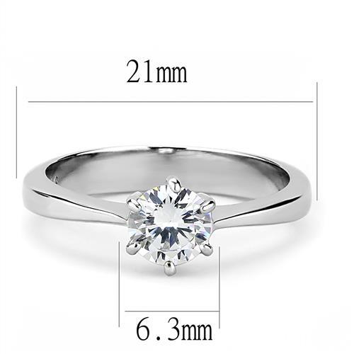 CJE3252 Wholesale Women's Stainless Steel AAA Grade CZ Clear Minimal Solitaire Ring