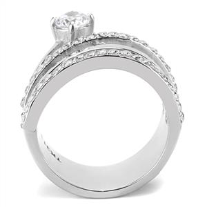 CJE3254 Wholesale Women's Stainless Steel Clear AAA Grade CZ Fashion Ring