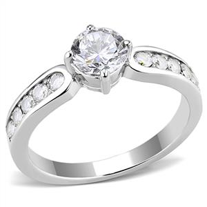 CJE3256 Wholesale Women&#39;s Stainless Steel Round Clear AAA Grade CZ Ring