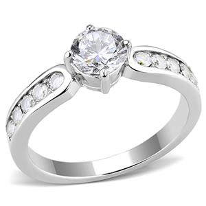 CJE3256 Wholesale Women's Stainless Steel Round Clear AAA Grade CZ Ring
