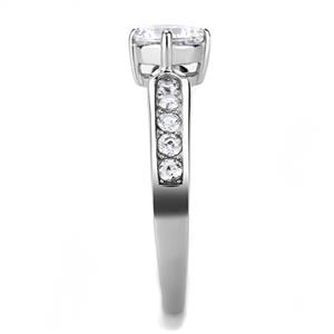 CJE3256 Wholesale Women's Stainless Steel Round Clear AAA Grade CZ Ring