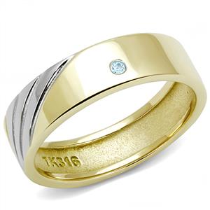 CJE3267 Wholesale Men&#39;s Stainless Steel Two-Tone IP Gold Sea Blue Top Grade Crystal Band