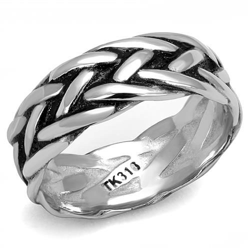 CJ3280 Wholesale Men's Stainless Steel Woven Epoxy Jet Ring