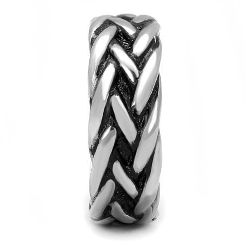 CJ3280 Wholesale Men's Stainless Steel Woven Epoxy Jet Ring