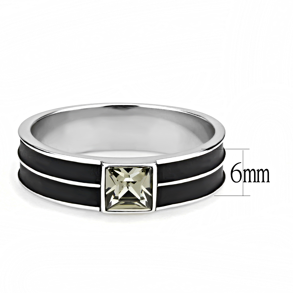 CJ3292 Wholesale Men's Stainless Steel High polished Top Grade Crystal Black Diamond Ring