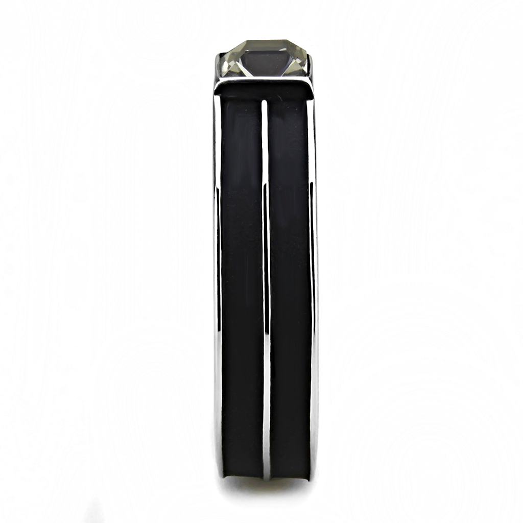 CJ3292 Wholesale Men's Stainless Steel High polished Top Grade Crystal Black Diamond Ring