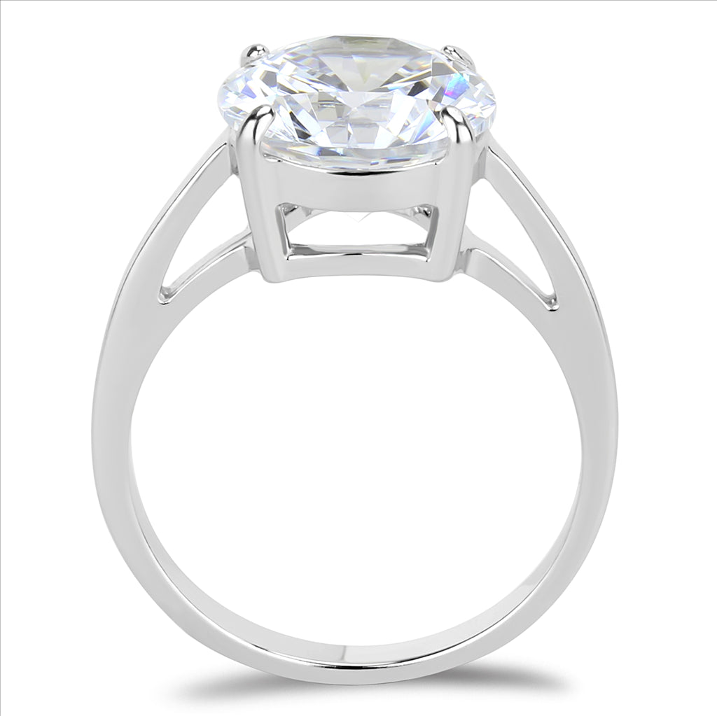 CJE3428 Wholesale Women&#39;s Stainless Steel Clear AAA Grade CZ Solitaire Ring