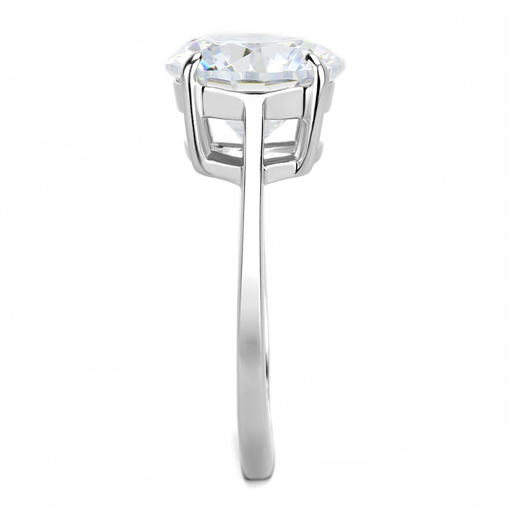 CJE3428 Wholesale Women's Stainless Steel Clear AAA Grade CZ Solitaire Ring
