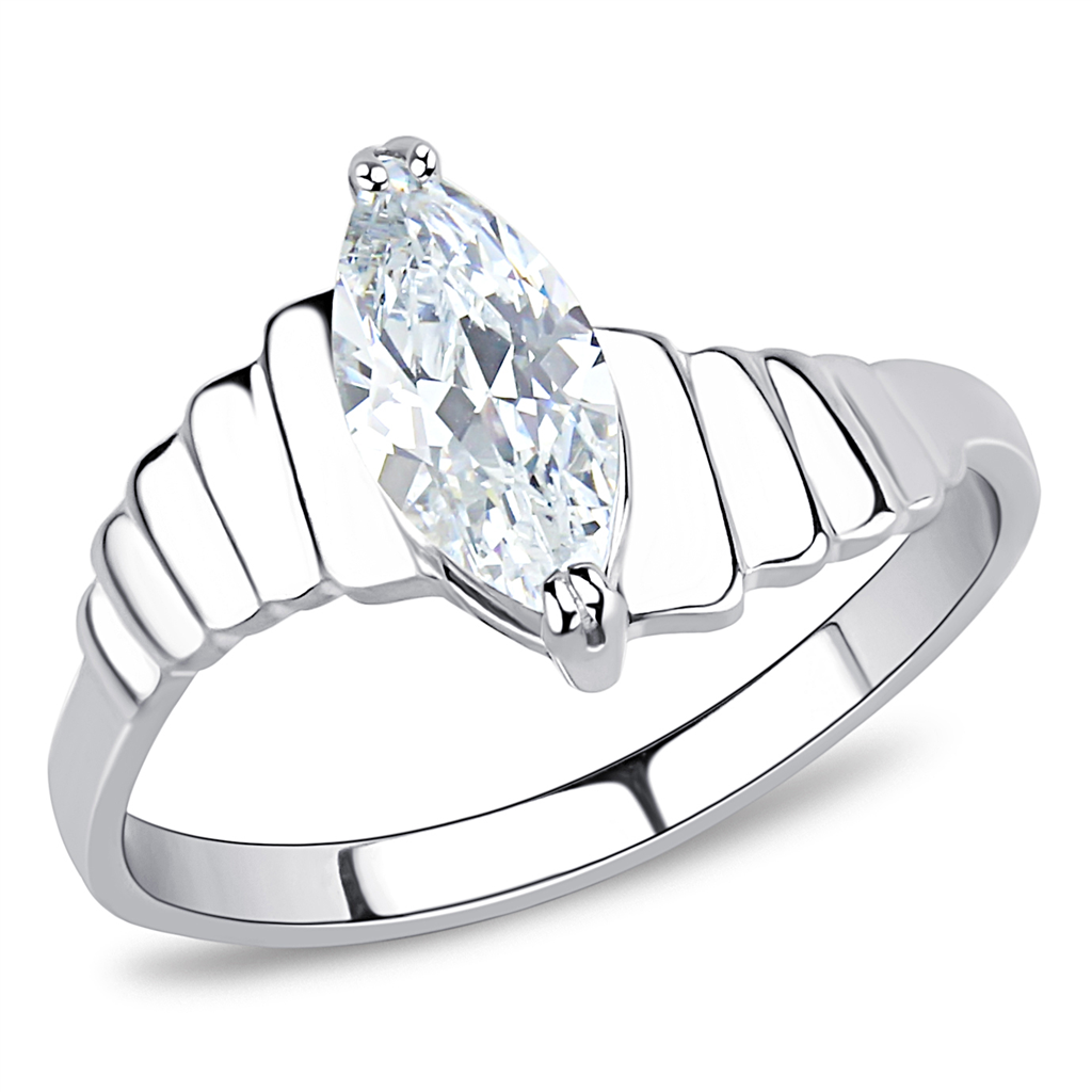 CJE3429 Wholesale Women's Stainless Steel Clear AAA Grade CZ Ring
