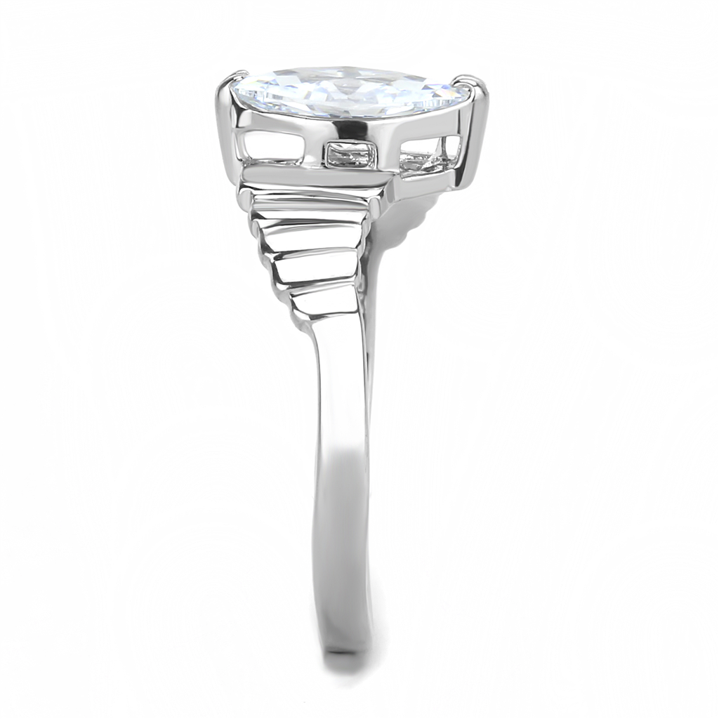 CJE3429 Wholesale Women's Stainless Steel Clear AAA Grade CZ Ring