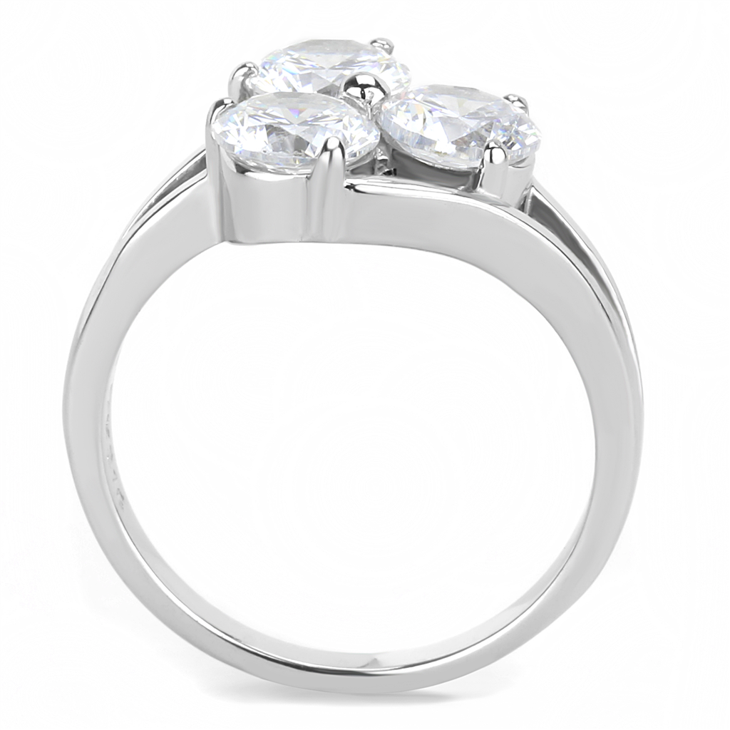 CJE3430 Wholesale Women's Stainless Steel Clear Triple AAA Grade CZ Stone Ring