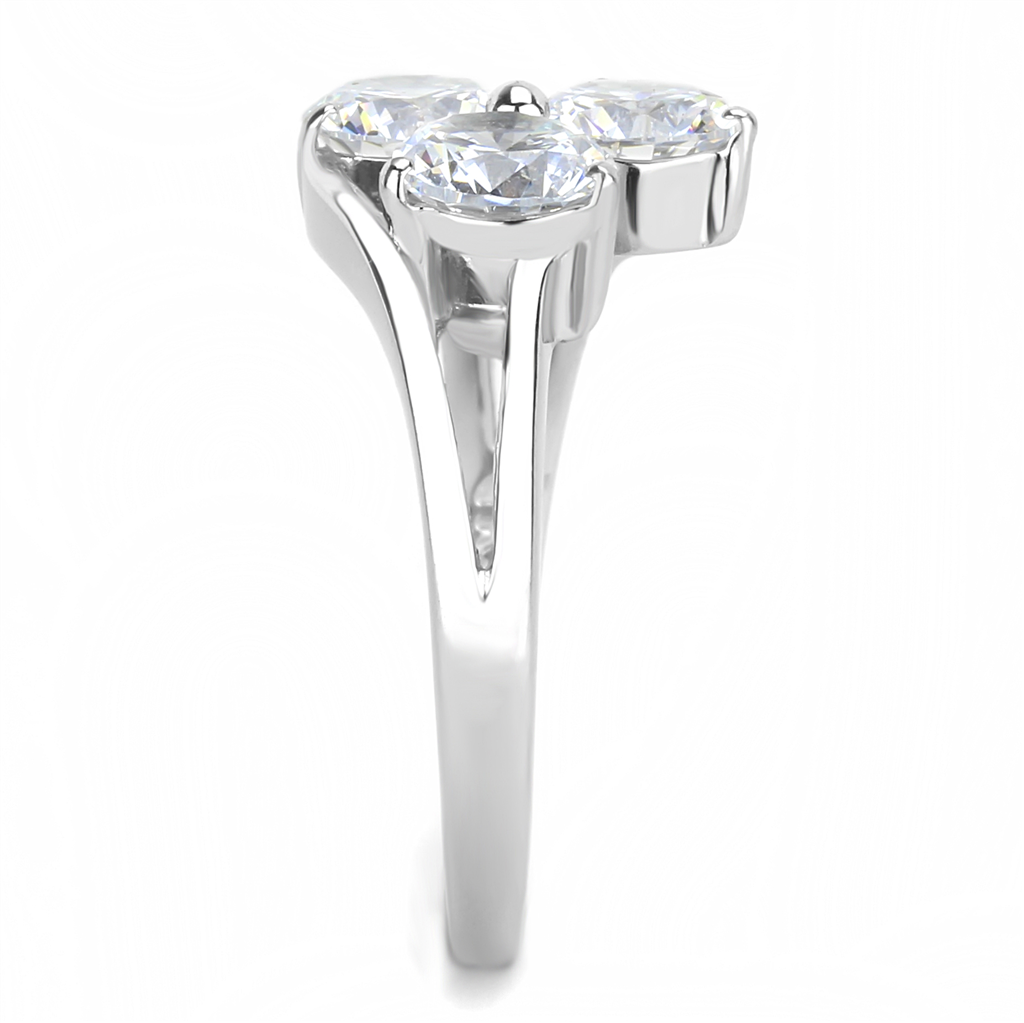 CJE3430 Wholesale Women's Stainless Steel Clear Triple AAA Grade CZ Stone Ring