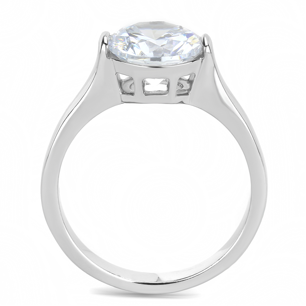 CJE3432 Wholesale Women's Stainless Steel Clear AAA Grade CZ Brilliant Solitaire Ring
