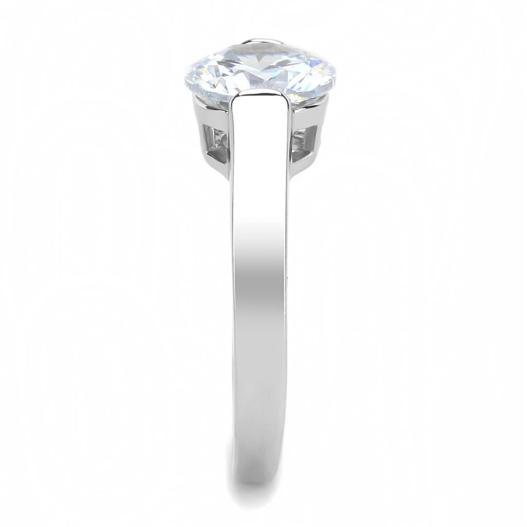 CJE3432 Wholesale Women's Stainless Steel Clear AAA Grade CZ Brilliant Solitaire Ring