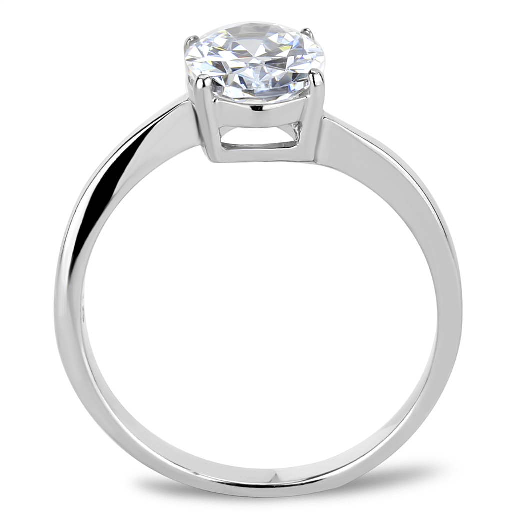 CJE3433 Wholesale Women's Stainless Steel Clear AAA Grade CZ Oval Ring