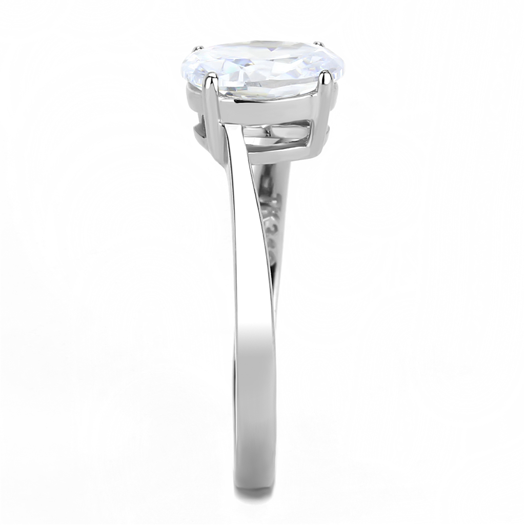CJE3433 Wholesale Women's Stainless Steel Clear AAA Grade CZ Oval Ring